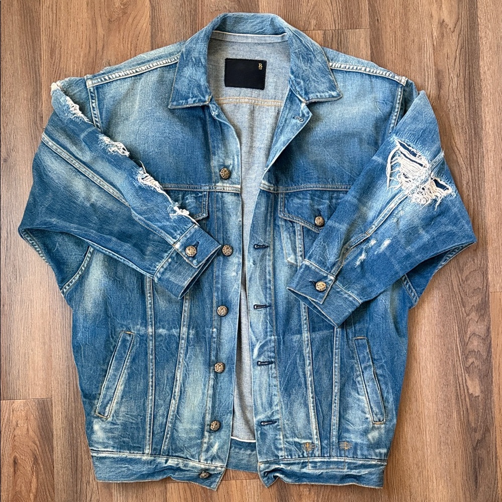 R13 Vintage Blue Denim Oversized Trucker Jacket